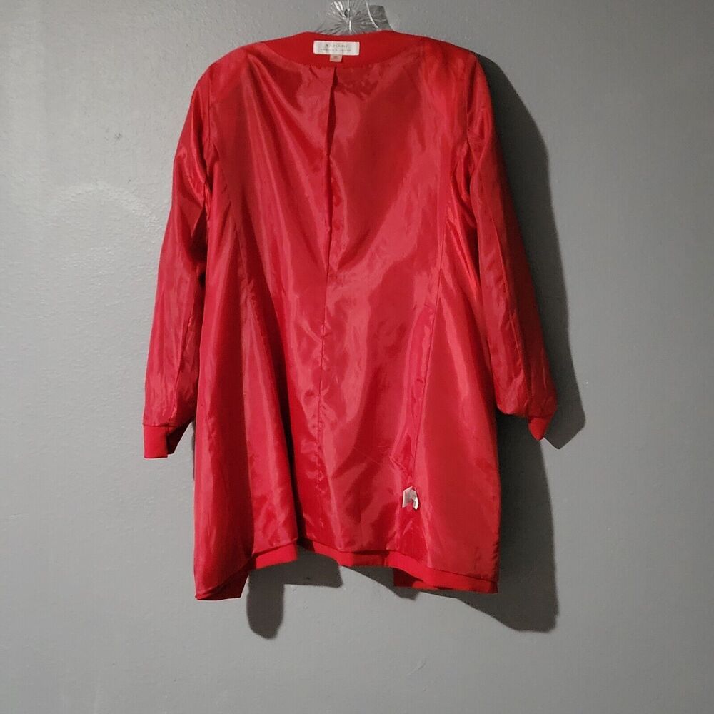 Tahari Arthur S. Levine Red Topper Jacket Coat Collarless Long Blazer Size 4 - Picture 6 of 15